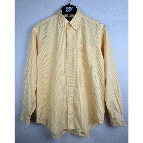 Ralph Lauren Men's Large Bertrand Yellow Check Long Sleeve Button Shirt Read - Picture 1 of 9
